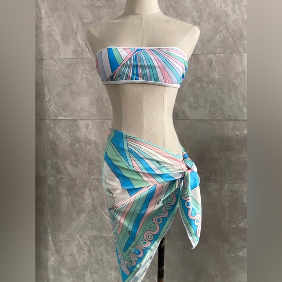 Meet the Posher Other - Emilio Pucci Blue Split Bikini Swimsuit